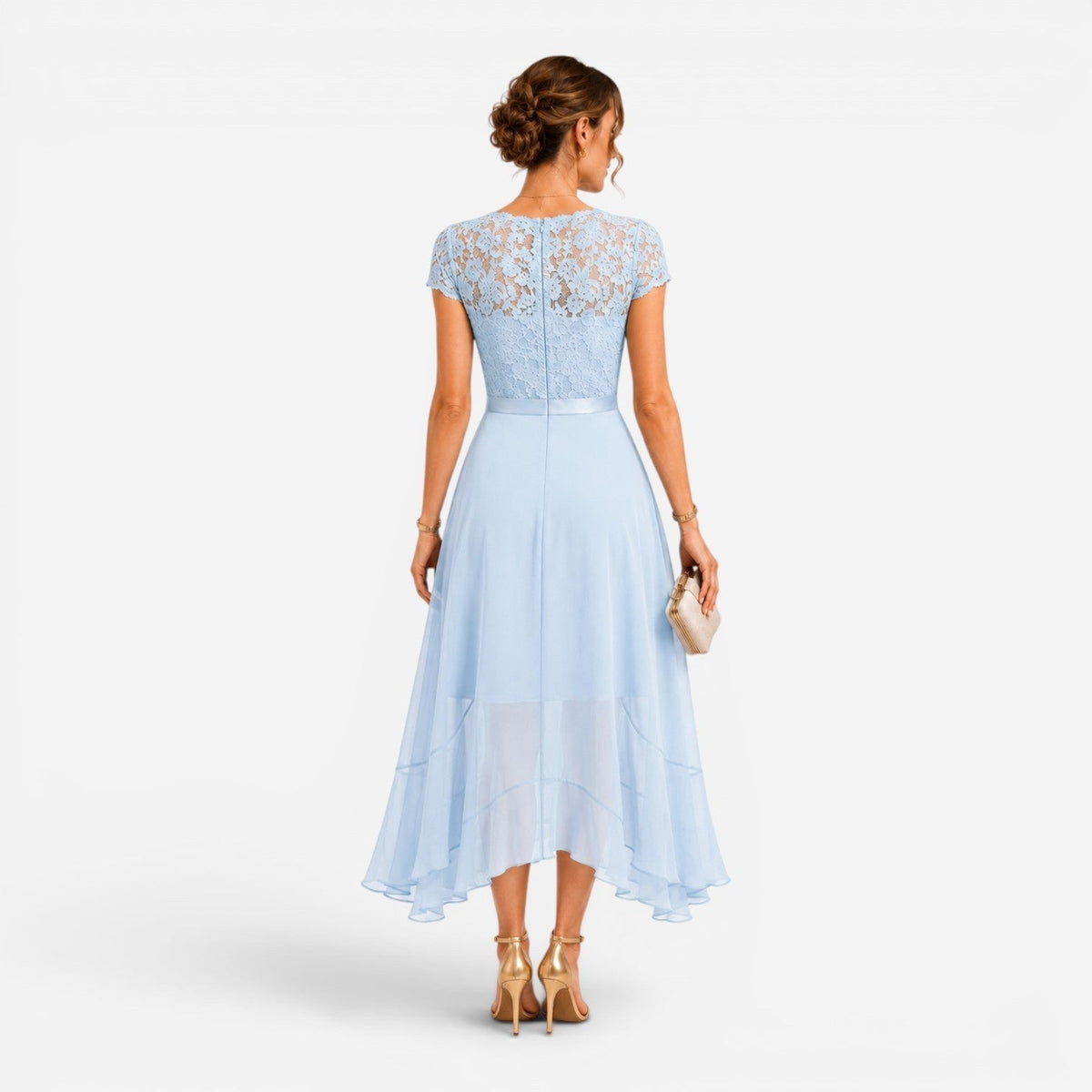 Summer | Women's Lace Midi Dress, Burgundy V-Neck Occasion Dress | The Dress Cellar