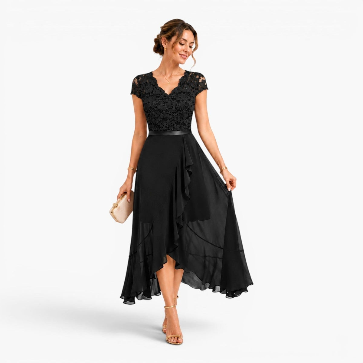 Summer | Women's Lace Midi Dress, Burgundy V-Neck Occasion Dress | The Dress Cellar