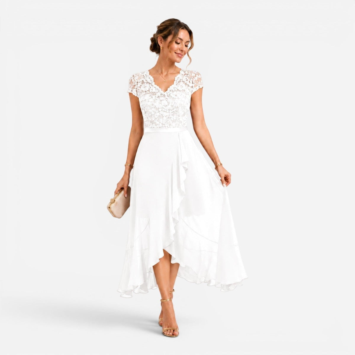 Summer | Women's Lace Midi Dress, Burgundy V-Neck Occasion Dress | The Dress Cellar