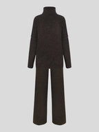 Corinne | Women's Oversized Two-Piece Set, Wide-Leg Turtleneck Lounge Set | The Dress Cellar