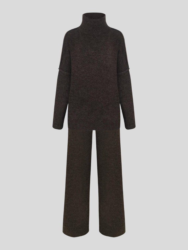 Corinne | Women's Oversized Two-Piece Set, Wide-Leg Turtleneck Lounge Set | The Dress Cellar