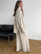 Corinne | Women's Oversized Two-Piece Set, Wide-Leg Turtleneck Lounge Set | The Dress Cellar