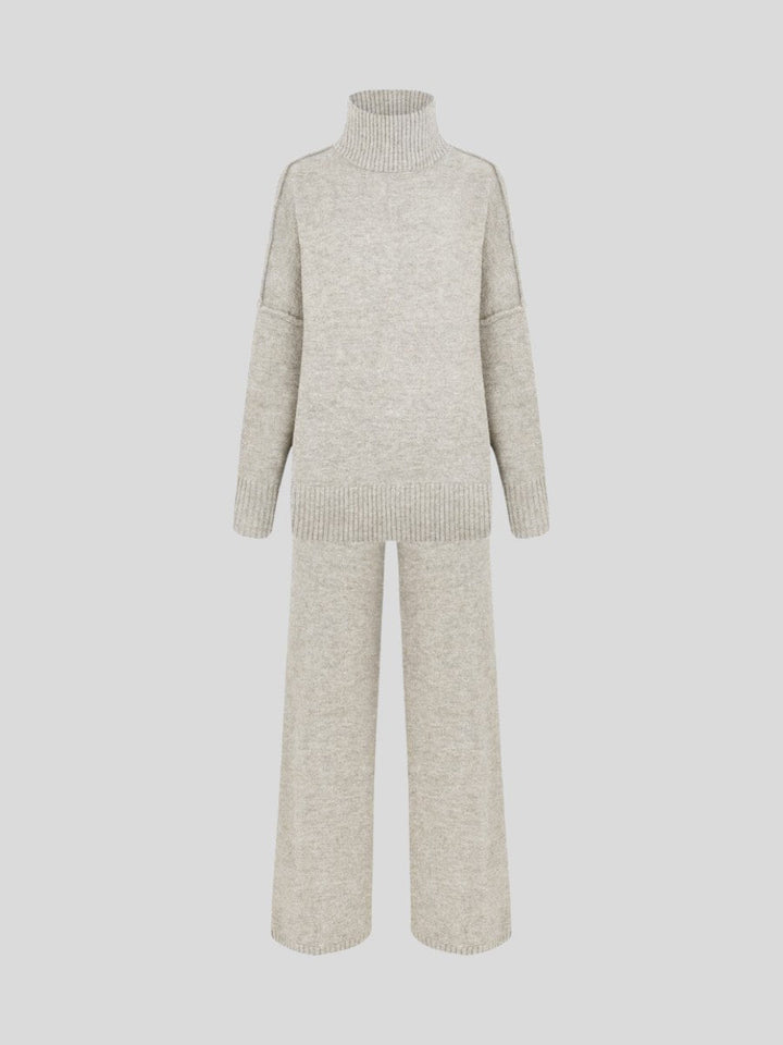 Corinne | Women's Oversized Two-Piece Set, Wide-Leg Turtleneck Lounge Set | The Dress Cellar