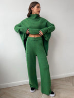 Corinne | Women's Oversized Two-Piece Set, Wide-Leg Turtleneck Lounge Set | The Dress Cellar
