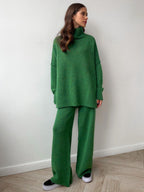 Corinne | Women's Oversized Two-Piece Set, Wide-Leg Turtleneck Lounge Set | The Dress Cellar