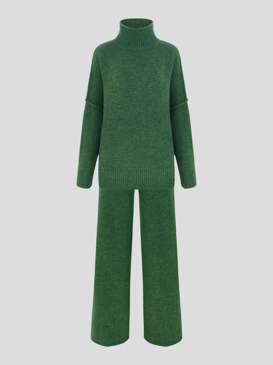 Corinne | Women's Oversized Two-Piece Set, Wide-Leg Turtleneck Lounge Set | The Dress Cellar