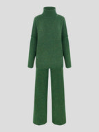 Corinne | Women's Oversized Two-Piece Set, Wide-Leg Turtleneck Lounge Set | The Dress Cellar