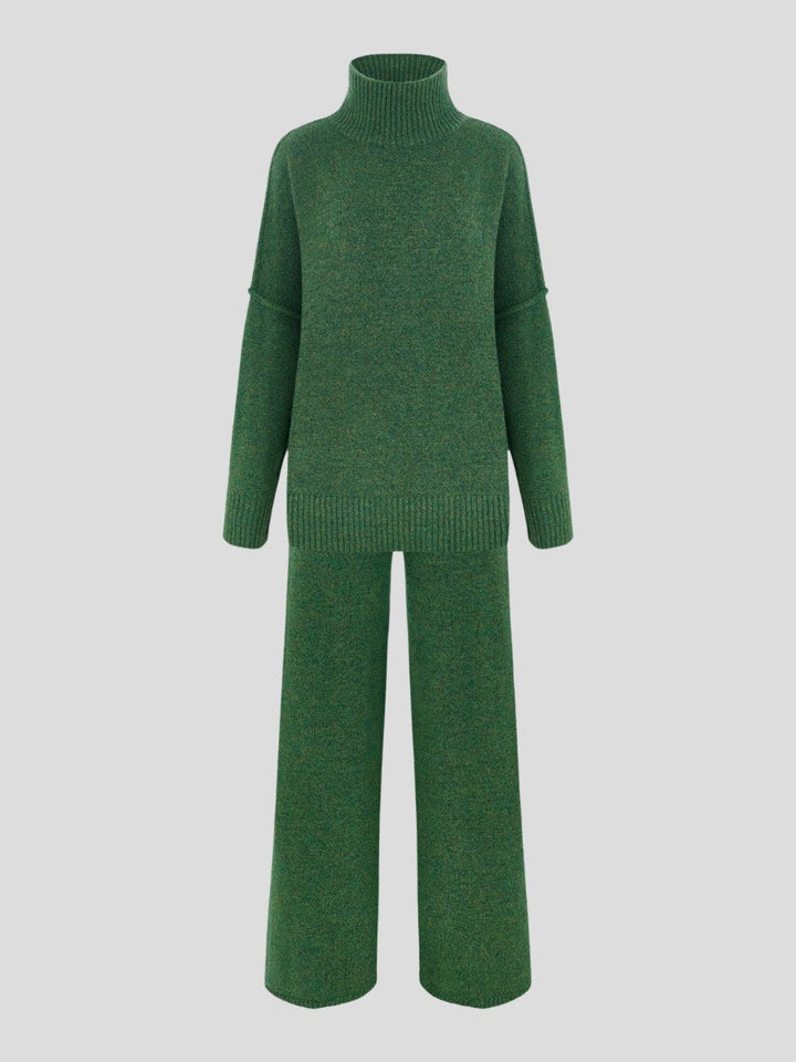 Corinne | Women's Oversized Two-Piece Set, Wide-Leg Turtleneck Lounge Set | The Dress Cellar