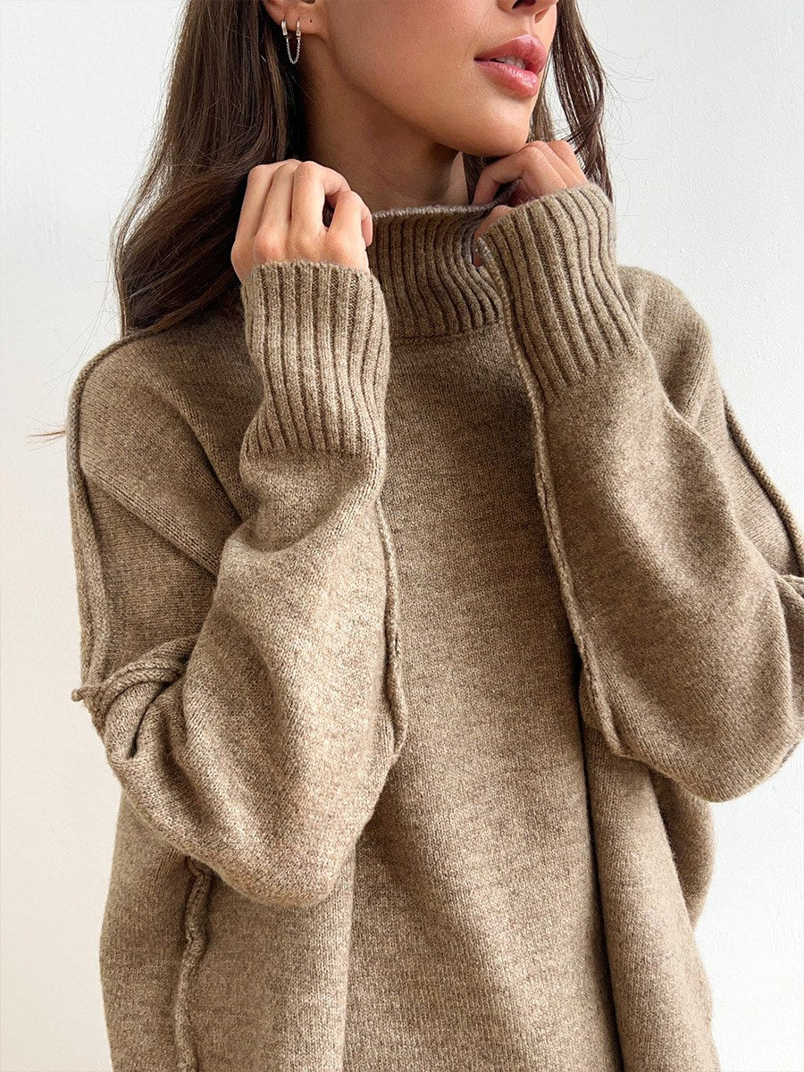 Corinne | Women's Oversized Two-Piece Set, Wide-Leg Turtleneck Lounge Set | The Dress Cellar