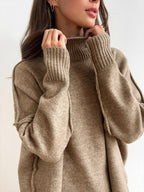 Corinne | Women's Oversized Two-Piece Set, Wide-Leg Turtleneck Lounge Set | The Dress Cellar