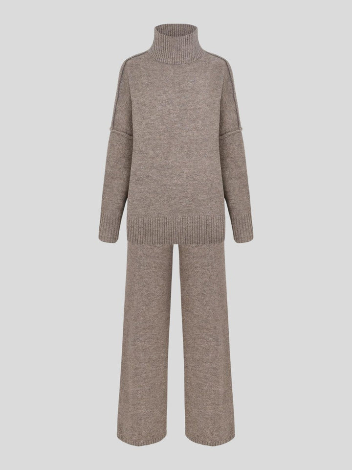 Corinne | Women's Oversized Two-Piece Set, Wide-Leg Turtleneck Lounge Set | The Dress Cellar