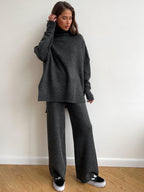 Corinne | Women's Oversized Two-Piece Set, Wide-Leg Turtleneck Lounge Set | The Dress Cellar