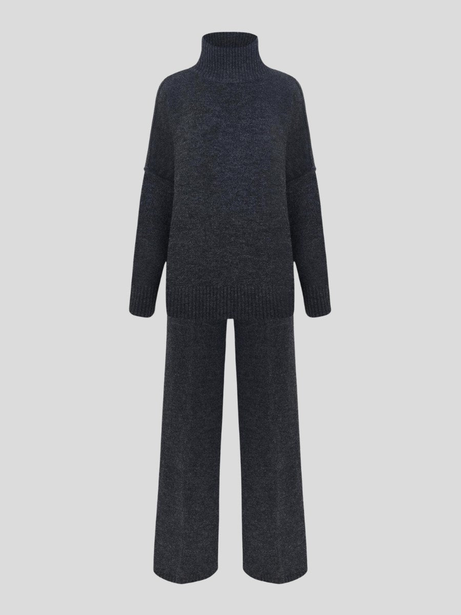 Corinne | Women's Oversized Two-Piece Set, Wide-Leg Turtleneck Lounge Set | The Dress Cellar