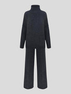 Corinne | Women's Oversized Two-Piece Set, Wide-Leg Turtleneck Lounge Set | The Dress Cellar