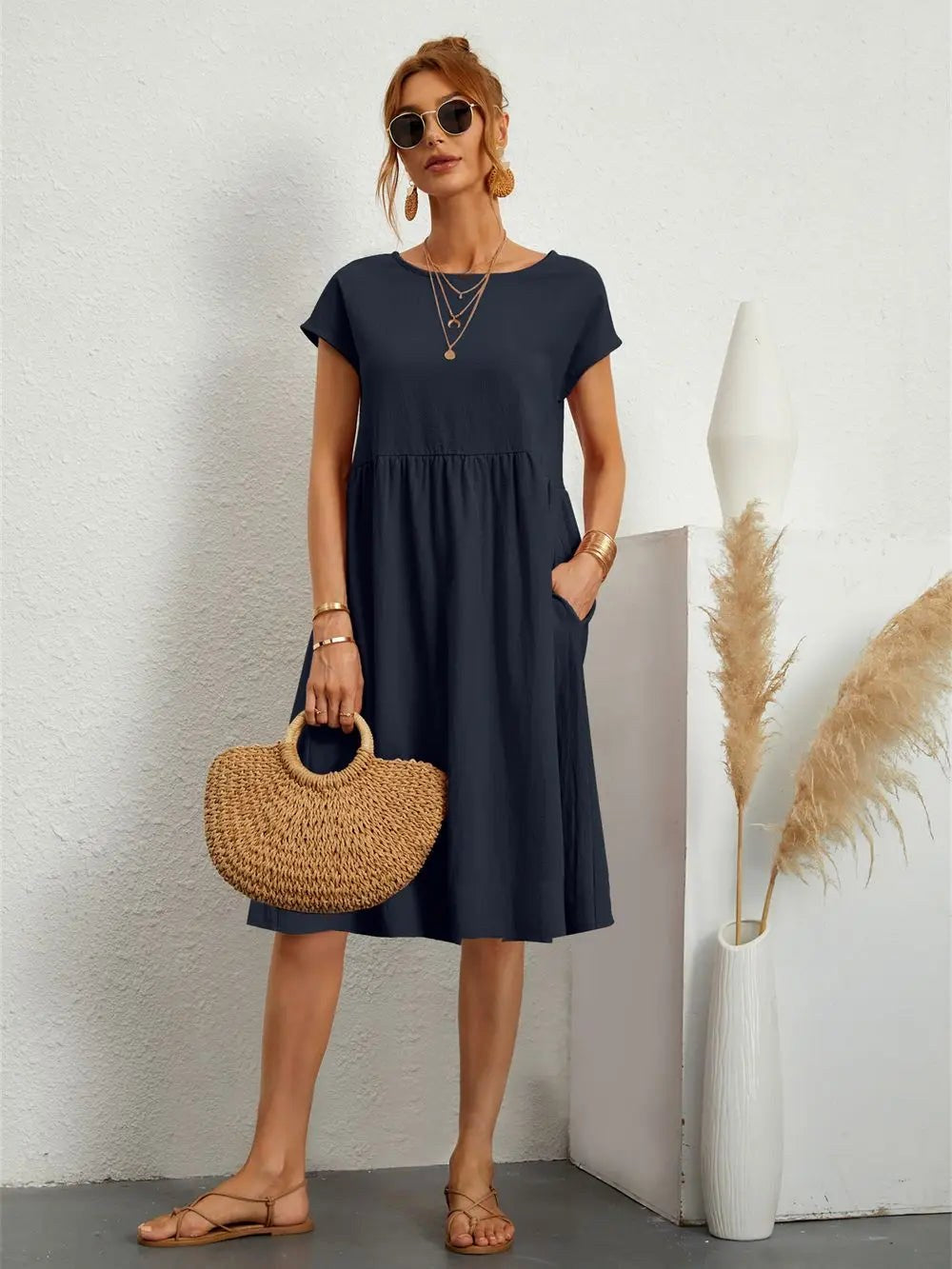 Courtney | Women's Casual Pocket Midi Dress - image 10
