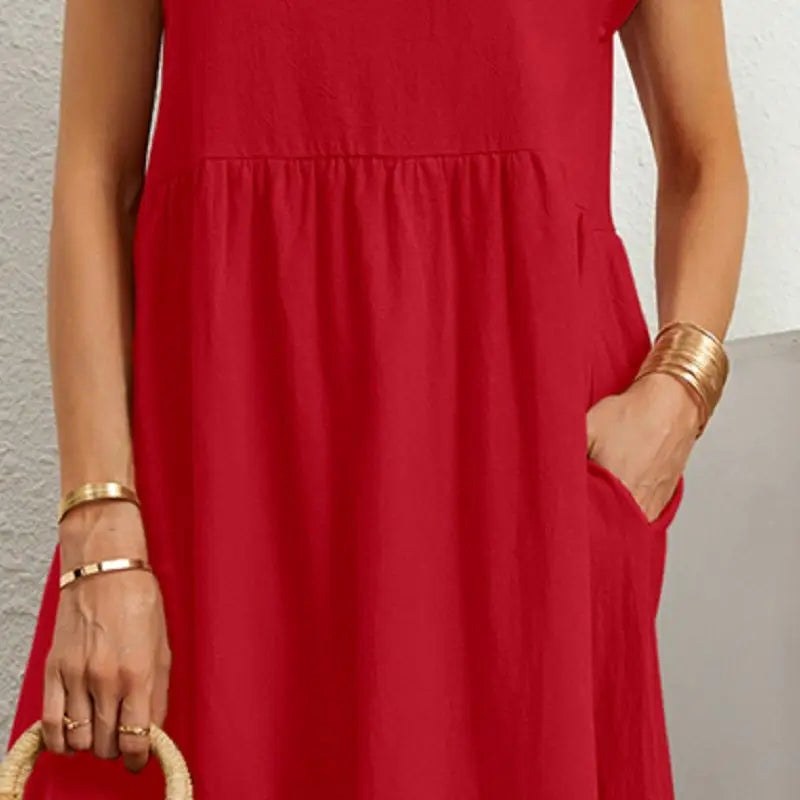 Courtney | Women's Casual Pocket Midi Dress - White