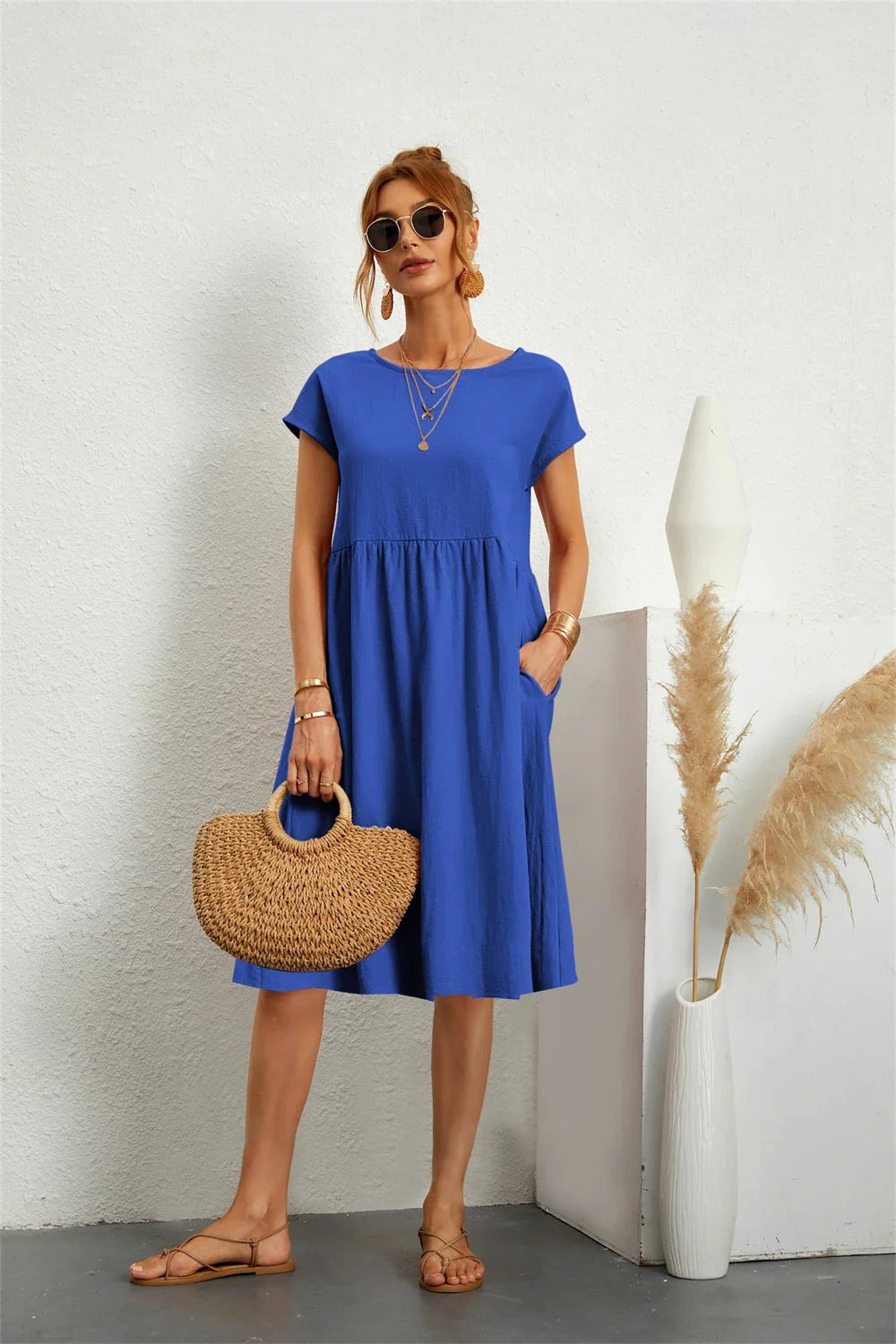 Courtney | Women's Casual Pocket Midi Dress - image 8