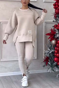 Mackenzie | Women's Oversized Sweatshirt with Slits and Leggings Set, Two-Piece Lounge Set | The Dress Cellar