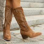 Dakota | Women's Western Cowboy Mid-Calf Boots - Brown