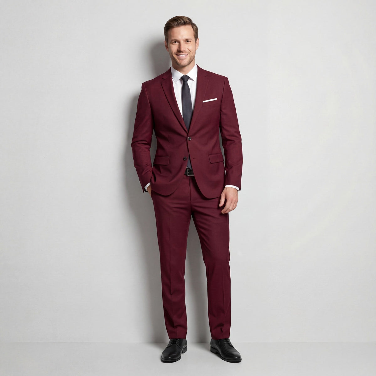 Damian | Men's Structured Wool-Blend Suit – Elegant Two-Piece Set | The Dress Cellar