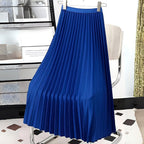 Daphne | Women's Satin Pleated High-Waist Skirt - Pink