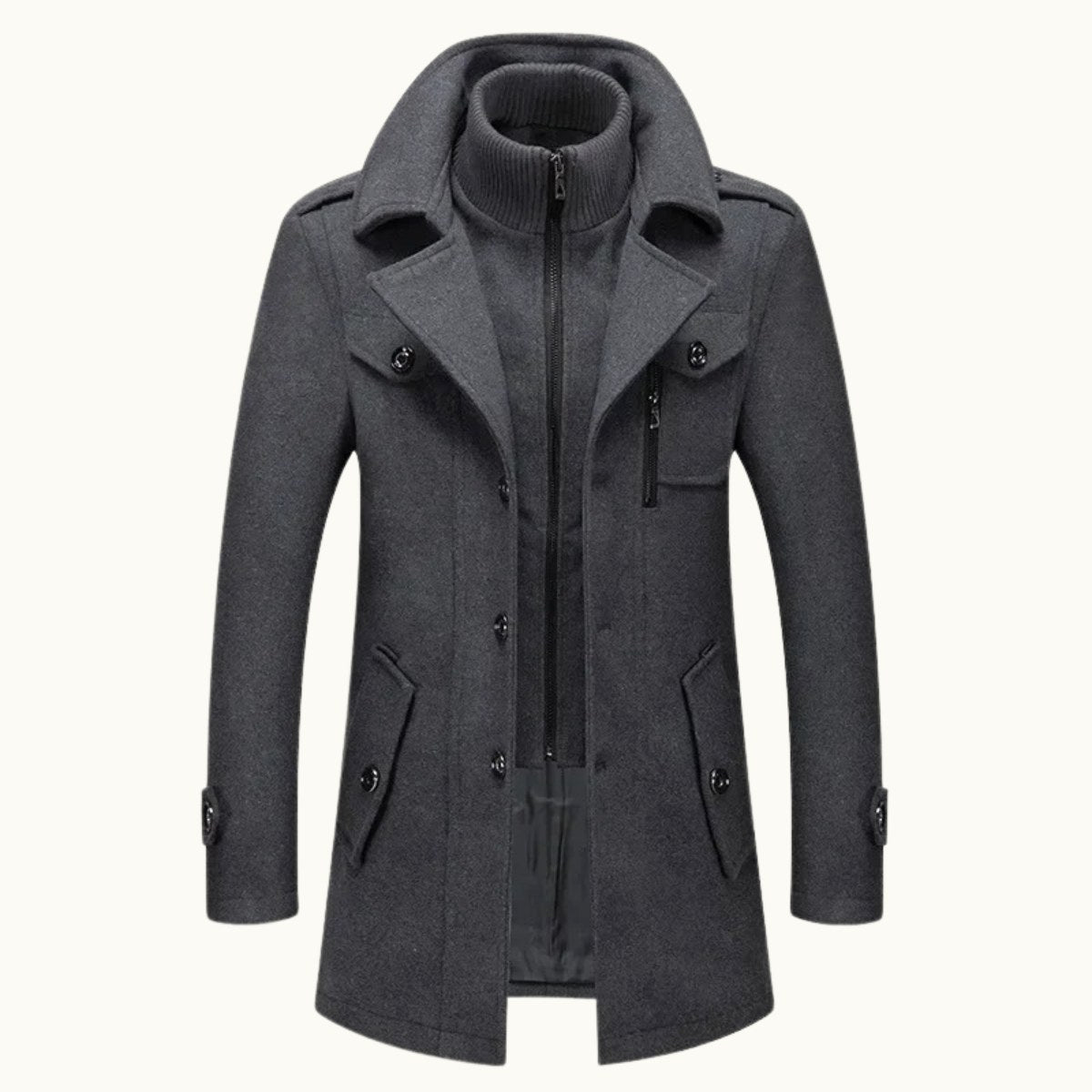 Dean | Men's Wool Blend Winter Coat, Structured Trench-Inspired Coat | The Dress Cellar