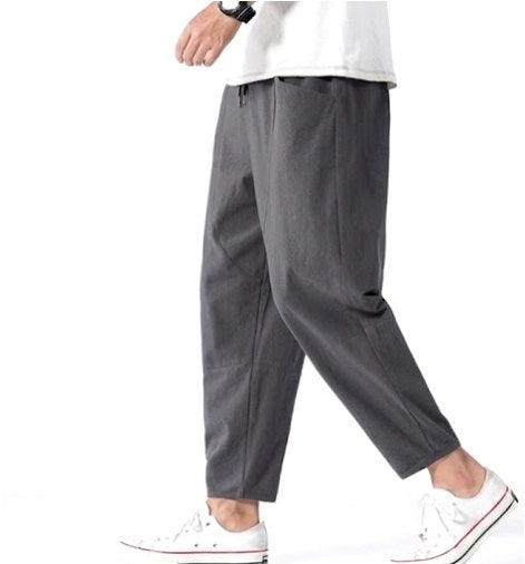 Declan | Men's Cropped Trousers with Drawstring Waist, Relaxed-Fit Casual Trousers | The Dress Cellar