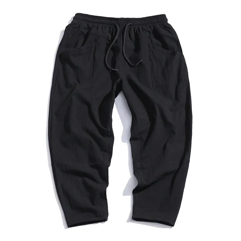 Declan | Men's Cropped Trousers with Drawstring Waist, Relaxed-Fit Casual Trousers | The Dress Cellar