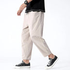 Declan | Men's Cropped Trousers with Drawstring Waist, Relaxed-Fit Casual Trousers | The Dress Cellar