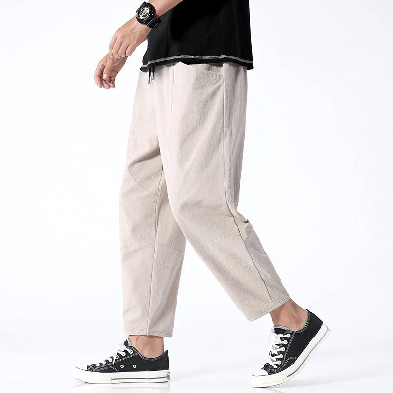 Declan | Men's Cropped Trousers with Drawstring Waist, Relaxed-Fit Casual Trousers | The Dress Cellar