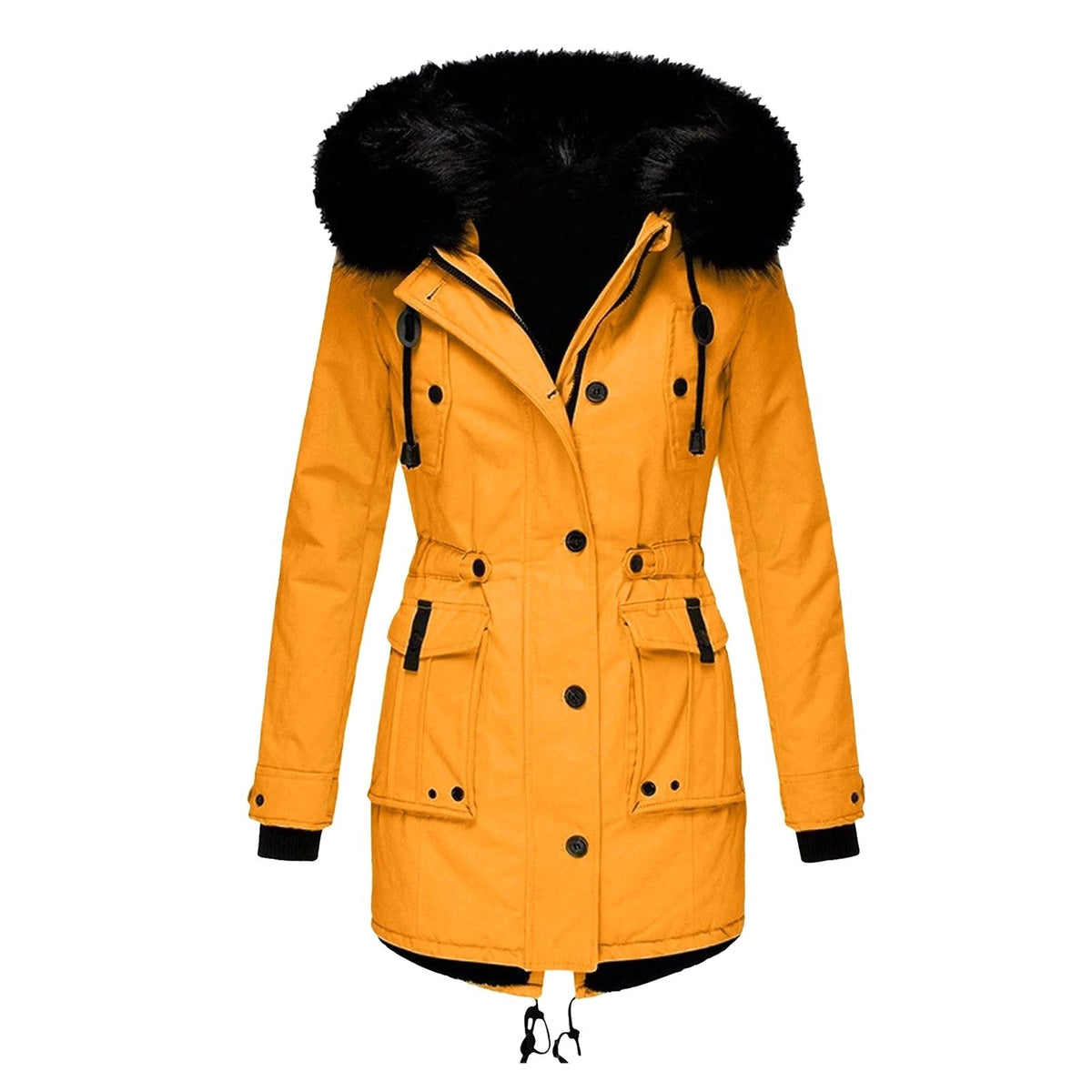 Delaney | Women's Hooded Parka Coat, Full-Length Winter Coat | The Dress Cellar | Gold