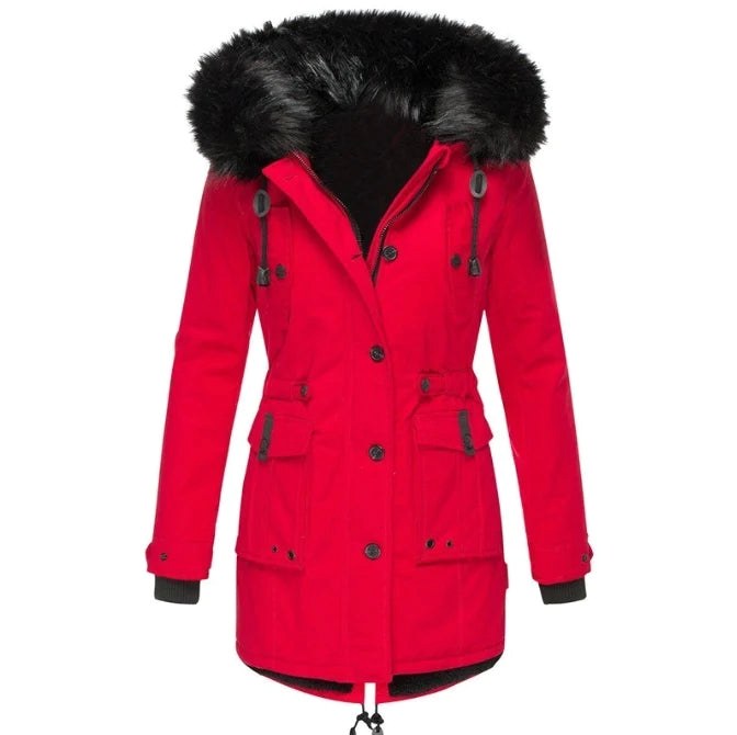 Delaney | Women's Hooded Parka Coat, Full-Length Winter Coat | The Dress Cellar | Red