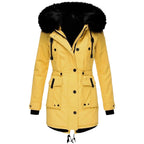 Delaney | Women's Hooded Parka Coat, Full-Length Winter Coat | The Dress Cellar | Yellow