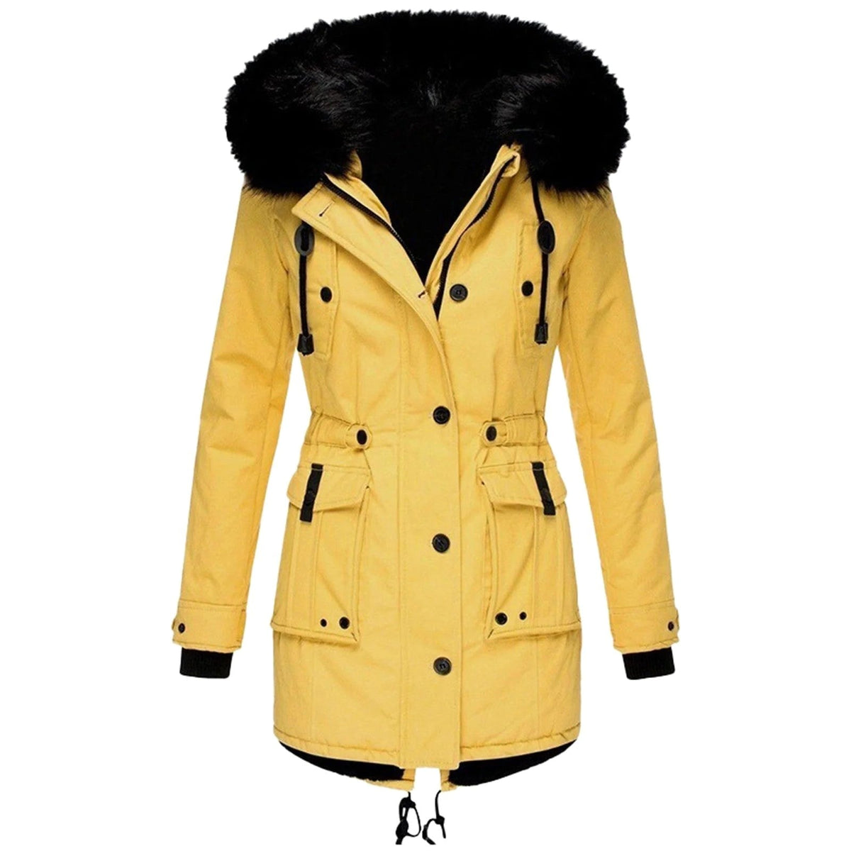 Delaney | Women's Hooded Parka Coat, Full-Length Winter Coat | The Dress Cellar | Yellow