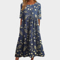 Delilah | Women's Flowing Midi Dress - Navy Blue