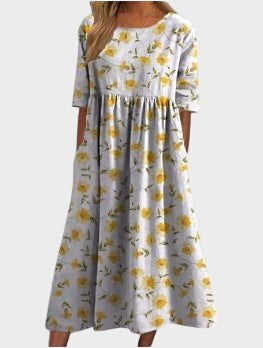 Delilah | Women's Flowing Midi Dress - Light Yellow