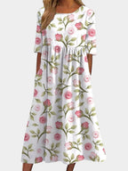 Delilah | Women's Flowing Midi Dress - White Pink