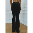 Delphine | Women's Single-Button Blazer Flare Trouser Set, Contrast Lapel Two-Piece Suit | The Dress Cellar