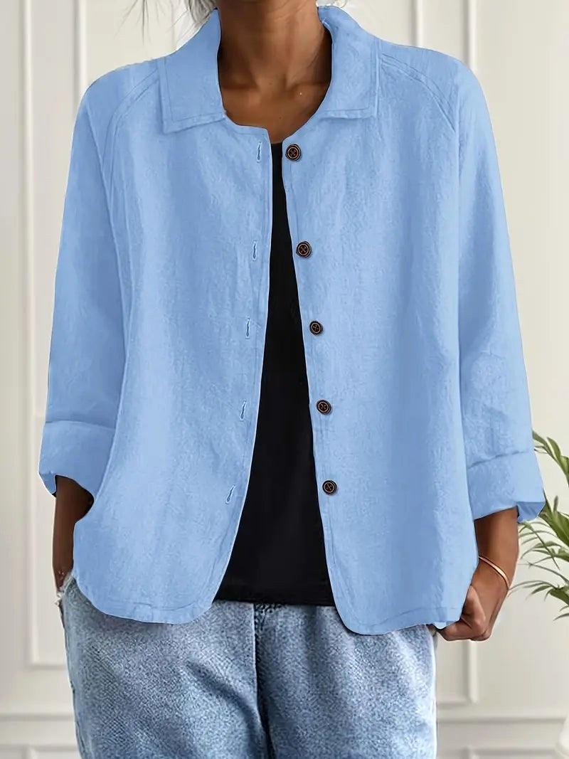 Denise | Women's Classic Light Long Sleeve Top - Light Blue