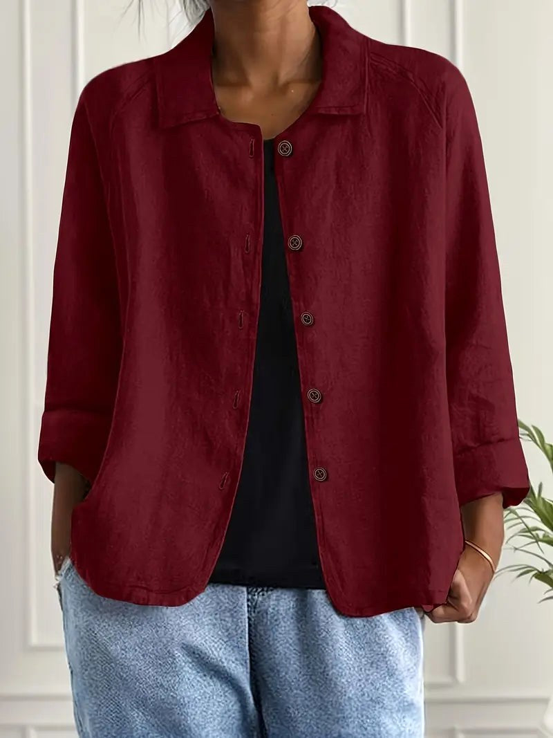 Denise | Women's Classic Light Long Sleeve Top - Crimson