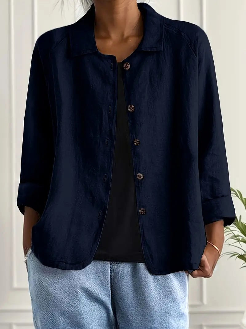 Denise | Women's Classic Light Long Sleeve Top - Navy Blue