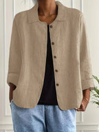 Denise | Women's Classic Light Long Sleeve Top - Khaki