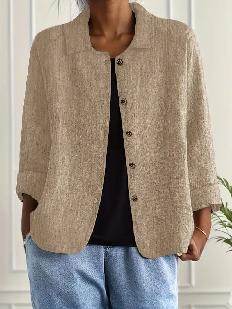 Denise | Women's Classic Light Long Sleeve Top - Khaki