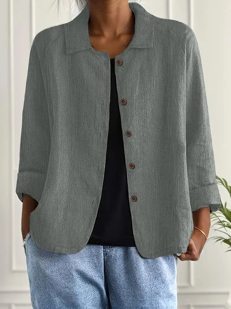 Denise | Women's Classic Light Long Sleeve Top - Gray