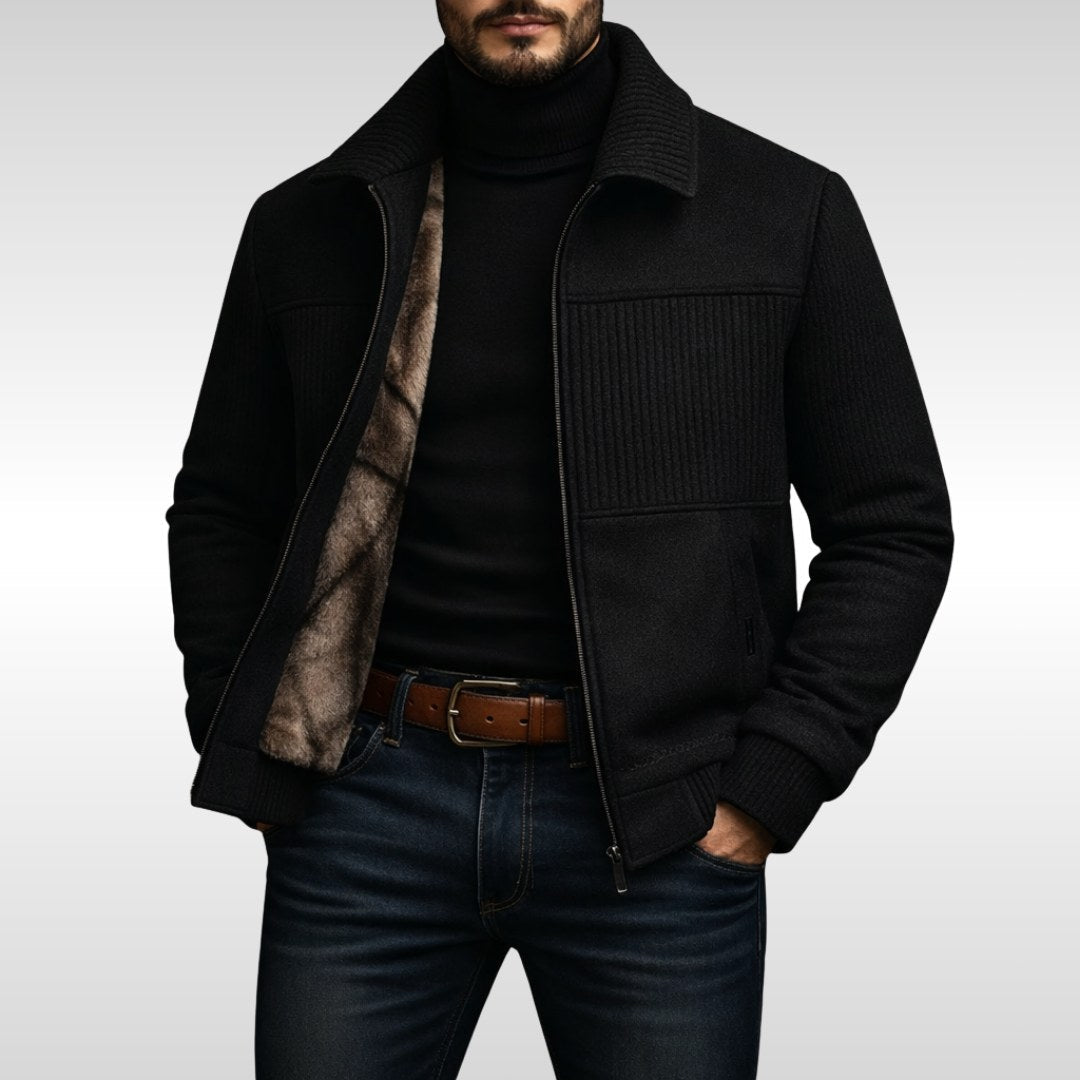 Derek | Men's Fleece Jacket, Lightweight Everyday Jacket | The Dress Cellar | Black