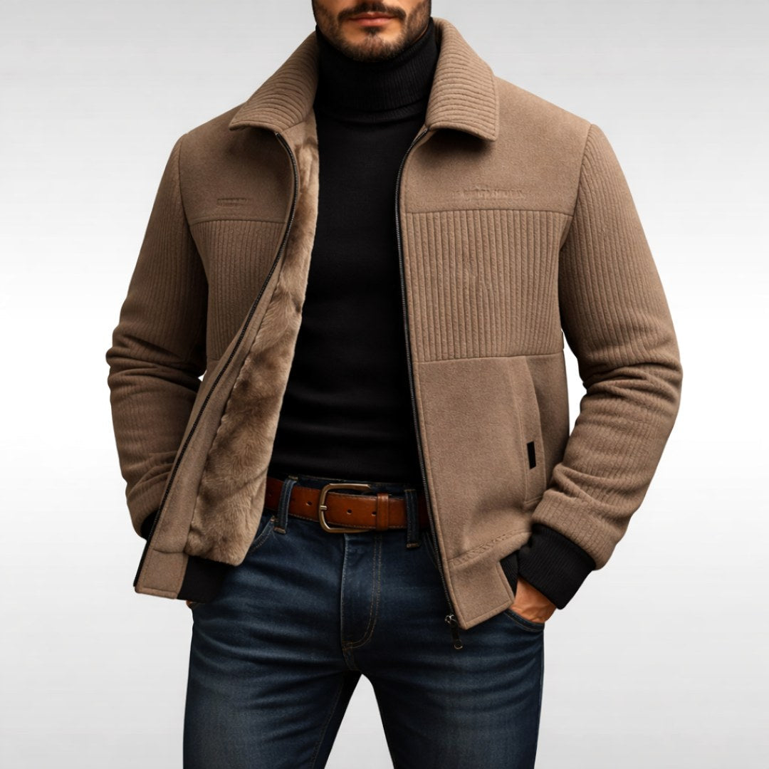 Derek | Men's Fleece Jacket, Lightweight Everyday Jacket | The Dress Cellar | Khaki