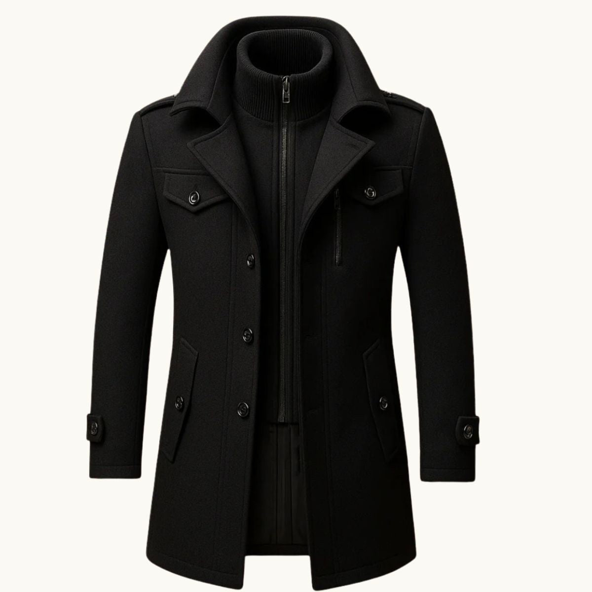 Derek | Women's Tailored Warm Coat, Structured Autumn Coat | The Dress Cellar | Black