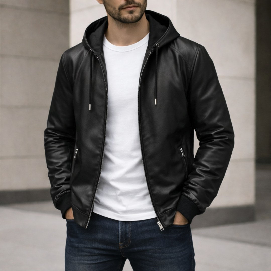 Devin | Men's Hooded Jacket with Clean Lines, Structured Autumn Jacket | The Dress Cellar