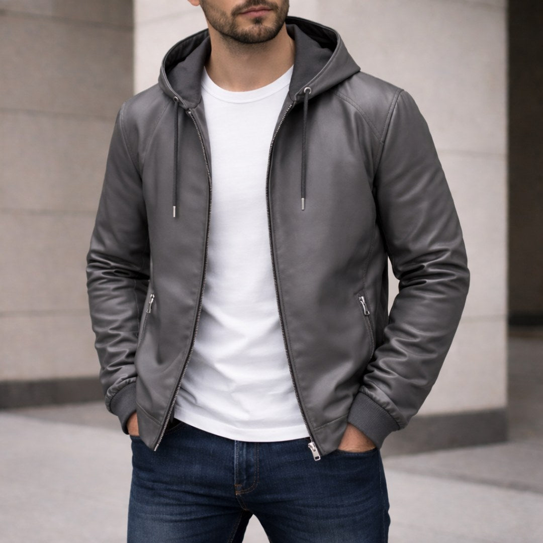 Devin | Men's Hooded Jacket with Clean Lines, Structured Autumn Jacket | The Dress Cellar