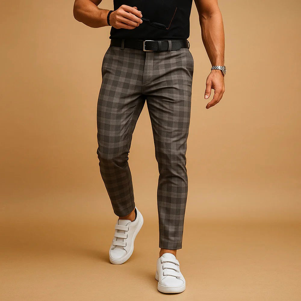 Dominic | Men's Check Trousers, Modern Tailored Trousers | The Dress Cellar